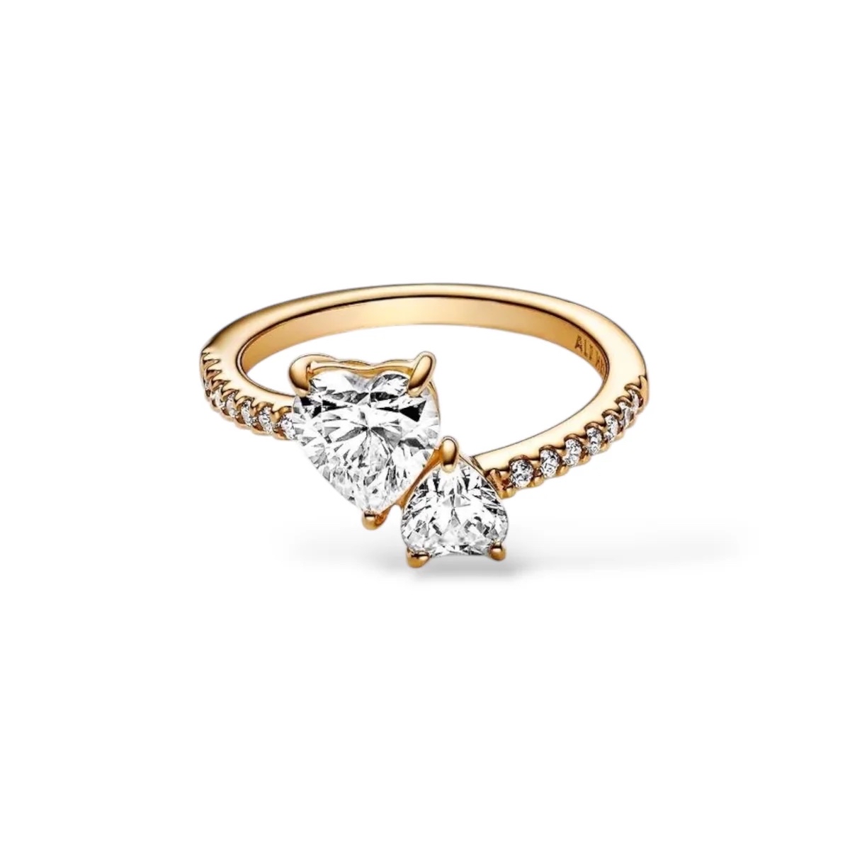 Bague Scintillante Cœur Double Or — vue 2